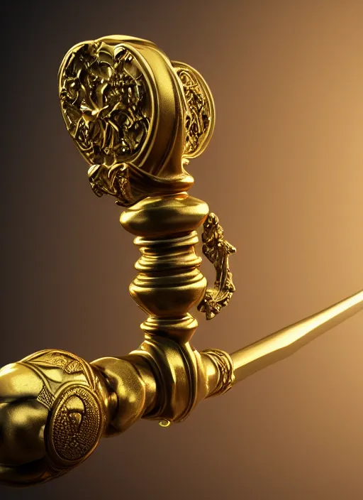 Image similar to a golden bo staff, hyperrealistic, unreal 5, dynamic lights, fidelity render