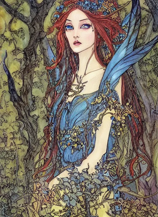 Image similar to a beautiful painting of an elven fairy princess by rebecca guay