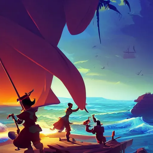 Image similar to painting treasure on sea of thieves game smooth median photoshop filter cutout vector, behance hd by jesper ejsing, by rhads, makoto shinkai and lois van baarle, ilya kuvshinov, rossdraws global illumination