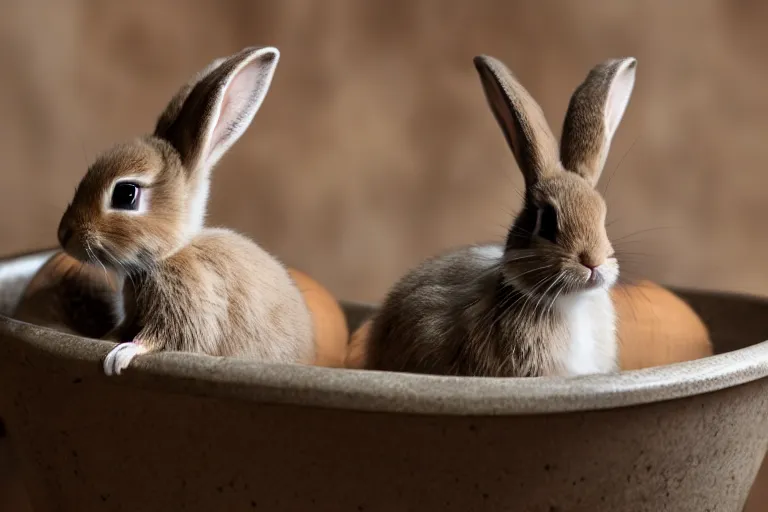 Image similar to a bathtub full of cute baby bunnies. photo realistic 4k 35mm