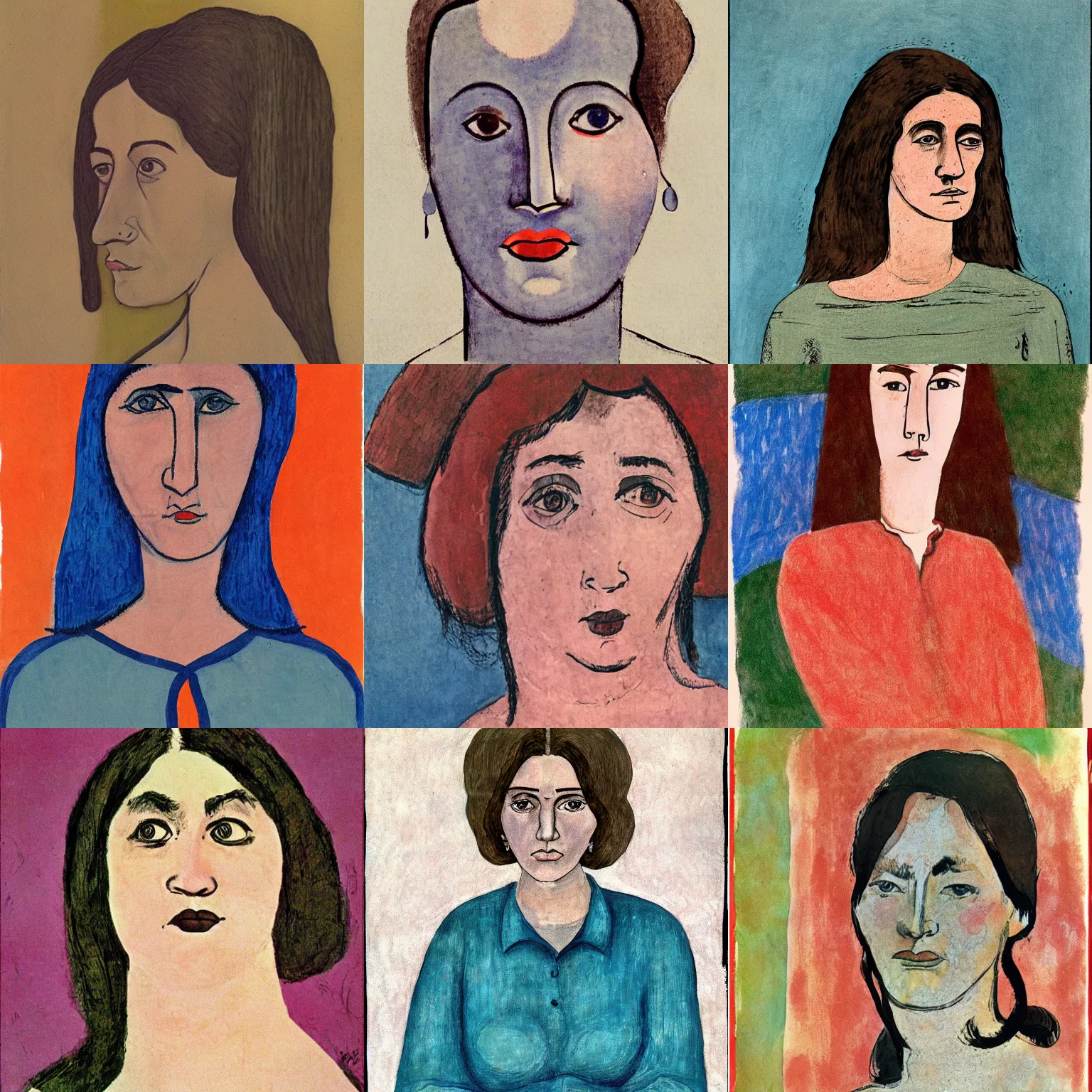 Prompt: beautiful woman portrait, colored, by ben shahn