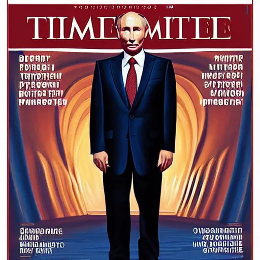 Image similar to Vladmir putin portrait photo artwork by James Gilleard in TIMES magazine cover photo