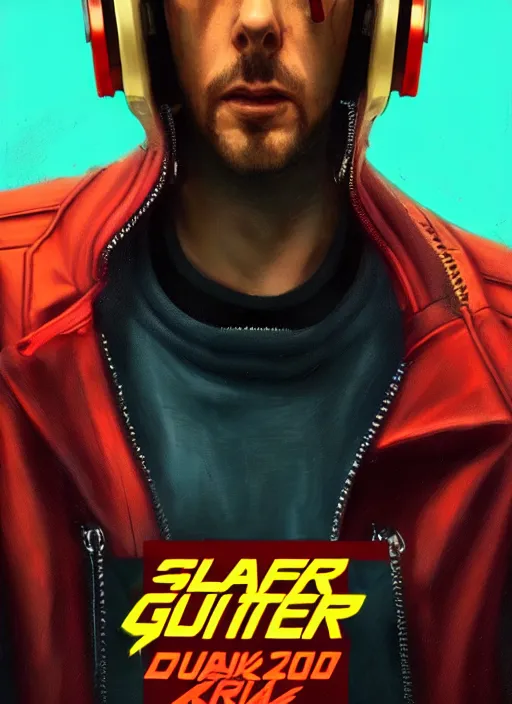 Image similar to cyberpunk character wearing jumpsuit and red jacket and cyberpunk headset. ( blade runner 2 0 4 9, dystopian, cyberpunk 2 0 7 7 character design ). attractive face. portrait by james gurney and laurie greasley, oil on canvas. cinematic, hyper realism, realistic proportions, full view, dramatic lighting, high detail 4 k