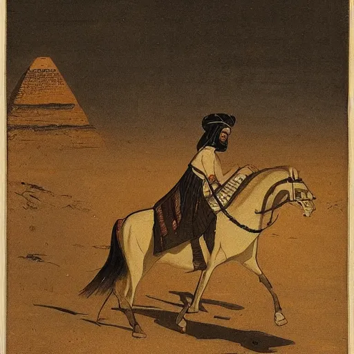 Image similar to arab samurai, egyptian landscape, 1 9 th century