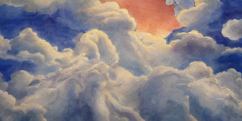 Image similar to a beautiful painting of zeus on his throne by the clouds.