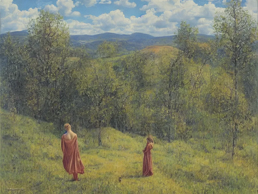 Image similar to figure in a landscape. painting by olga dugina, andrej dugin