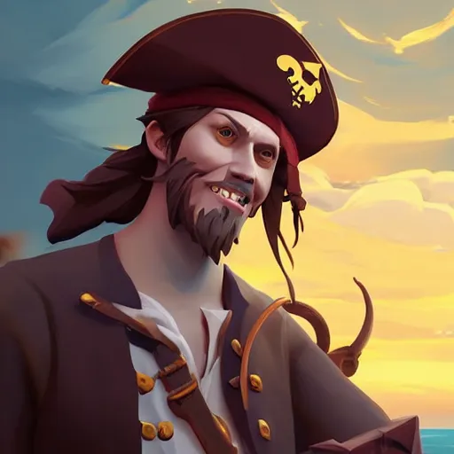 Image similar to painting jack the pirate on sea of thieves game avatar hero smooth face median photoshop filter cutout vector behance hd by jesper ejsing, by rhads, makoto shinkai and lois van baarle, ilya kuvshinov, rossdraws, illustration, art by ilya kuvshinov and gustav klimt