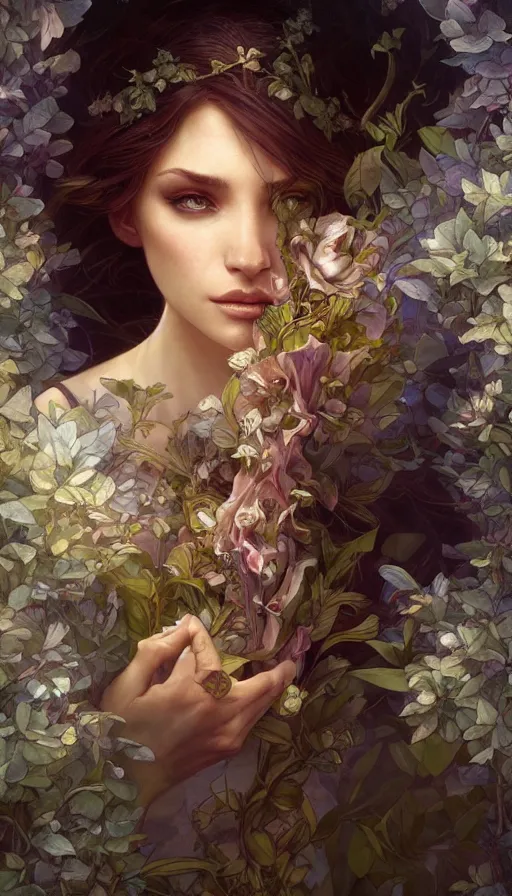 Image similar to fairytale, fibonacci, sweat drops, insane, intricate, highly detailed, digital painting, artstation, concept art, smooth, sharp focus, illustration, Unreal Engine 5, 8K, art by artgerm and greg rutkowski and alphonse mucha