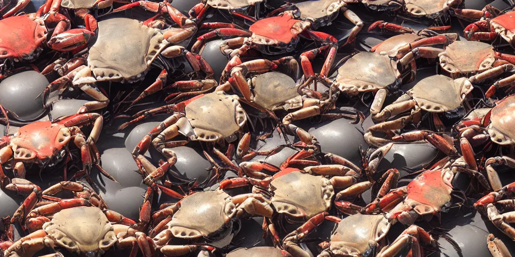 Prompt: crabs in wigs under arrest. photorealistic, high detail