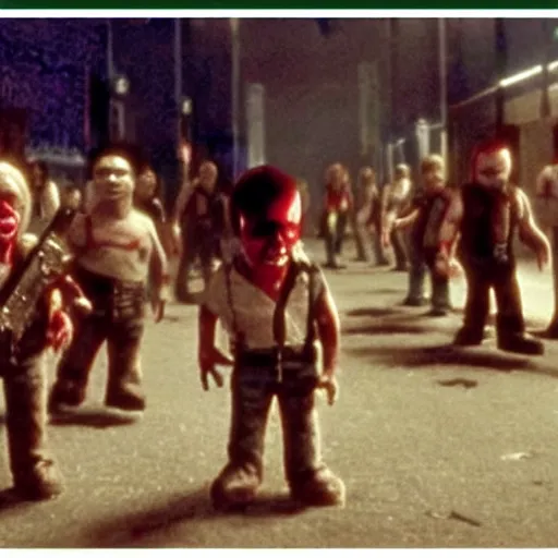 Image similar to scene from dawn of the dead but with midgets