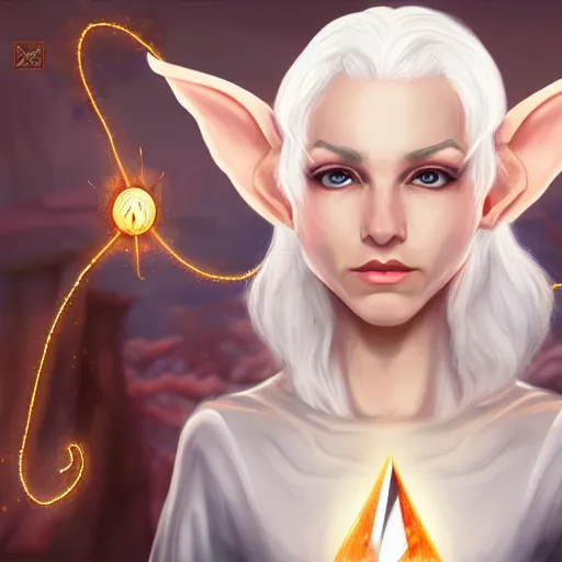 Prompt: Beautiful white haired aged fair skinned scholar elf with spell scroll and lightning background, symmetrical, realism, digital painting, detailed artwork, portrait, mythical, artstation