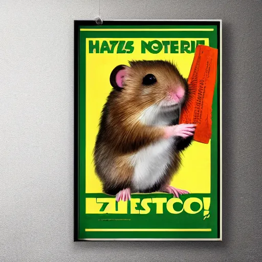 Image similar to cute Hampster on a nazi propaganda poster