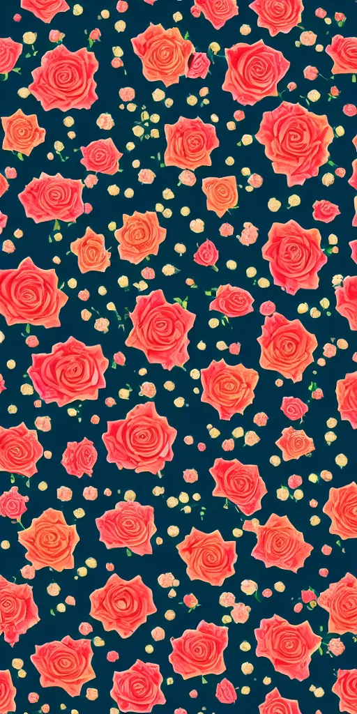 Image similar to seamless pattern of beautiful roses with leaves and throns and crawling snakes, colourful, symmetrical, repeating 35mm photography