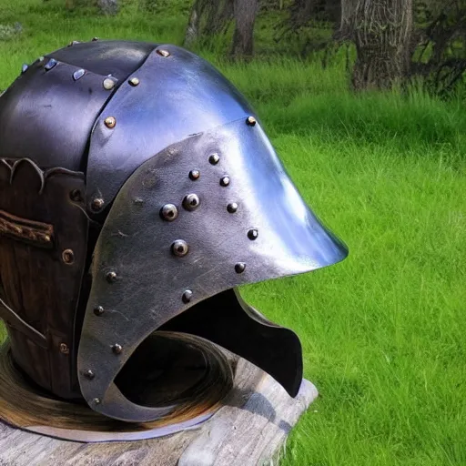 Prompt: knight's helm in the shape of a furious boar