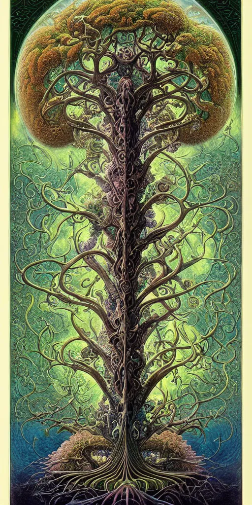 Image similar to tree of life by roger dean and andrew ferez, art forms of nature by ernst haeckel, divine chaos engine, symbolist, visionary, art nouveau, botanical fractal structures, organic, detailed, realistic, surreality