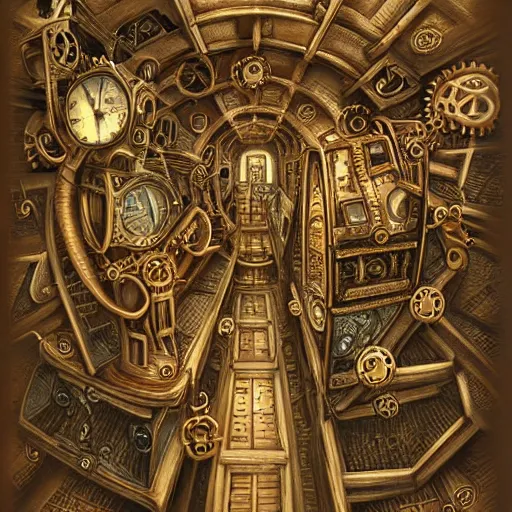 Image similar to !steampunk escher painting