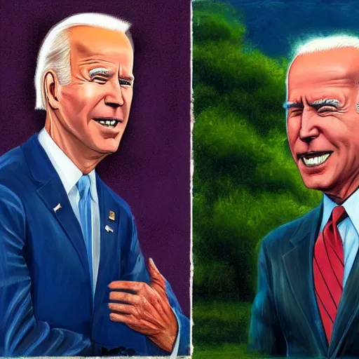 Image similar to freaky presidential portrait of Joe Biden by Ed 'Big Daddy' Roth and Jon McNaughton and Junji Ito