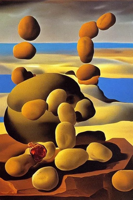 Prompt: Soft Construction with Boiled Beans (Premonition of Civil War), oil painting by Salvador Dali