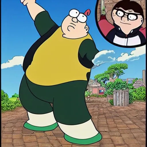 Prompt: Peter Griffin in the style of Studio Ghibli