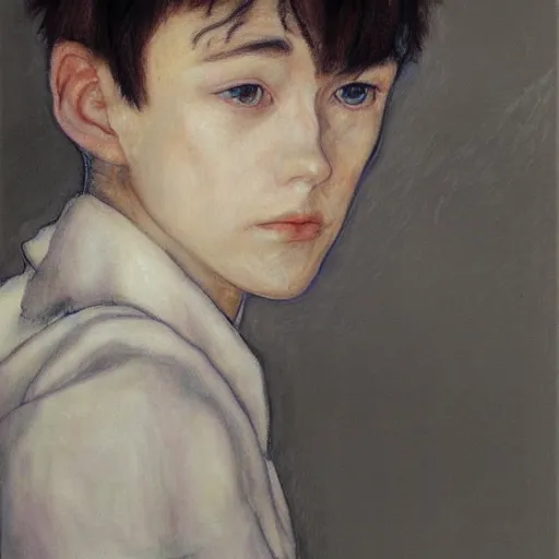 Image similar to realistic beautiful highly detailed portrait of shinji ikari's eva, photorealistic, mecha, angel, egon schiele, john mcneill whistler, john singer sargent, epic, stunning