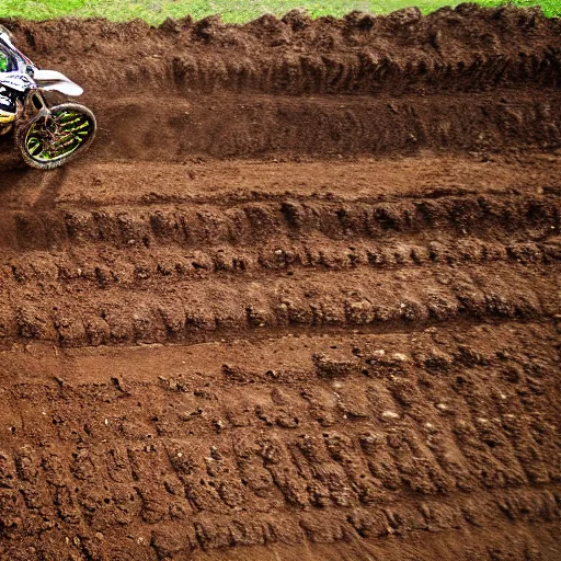 Image similar to a cow standing in a motocross track