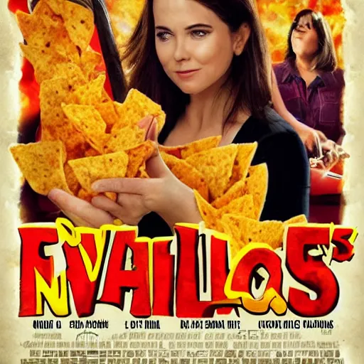 Prompt: movie poster for evil nachos chips