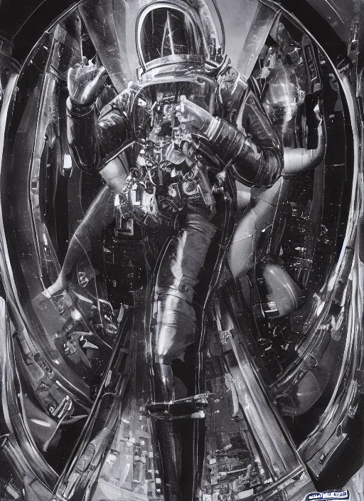 Image similar to astronauts in dark and empty void underwater - complex and hyperdetailed suit. reflection and dispersion materials. rays and dispersion of light. volumetric light. 5 0 mm, f / 3 2. noise film photo. flash photography. ultra realistic, wide angle. poster by wayne barlowe, hajime sorayama aaron horkey, craig mullins. dark key.