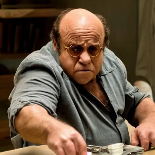 Image similar to danny devito as logan showing his adamantium claws in the movie logan