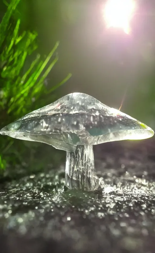 Image similar to a photography of an organic crystal mushroom, photorealistic, 2 4 mm, facebook post