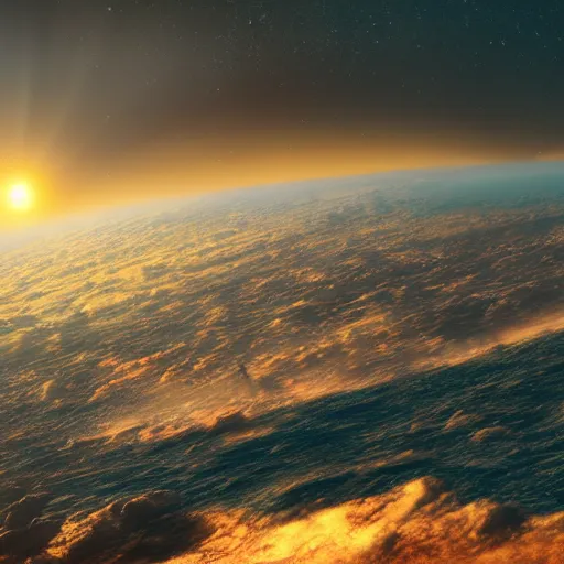 Image similar to the end of the world as the sun swallows the earth, highly detailed matte painting, 4 k