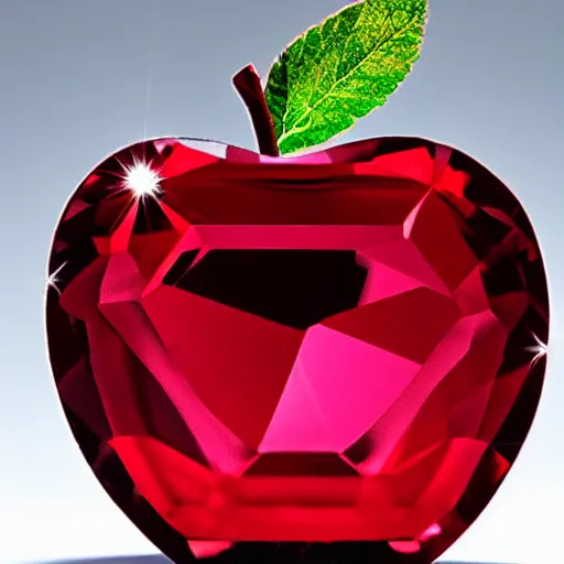 Image similar to An apple is made of ruby crystal.