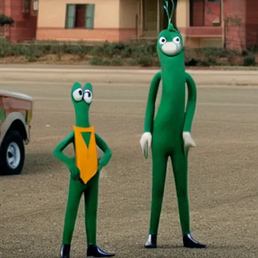 Image similar to chris hemsworth playing gumby in a movie