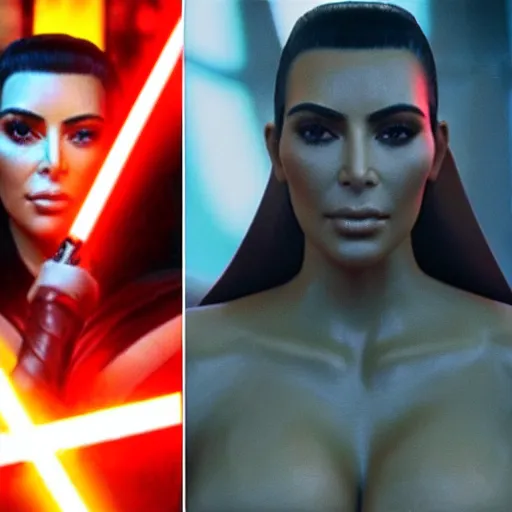 Image similar to kim kardashian in star wars as an evil sith, 8k resolution, full HD, cinematic lighting, award winning, anatomically correct