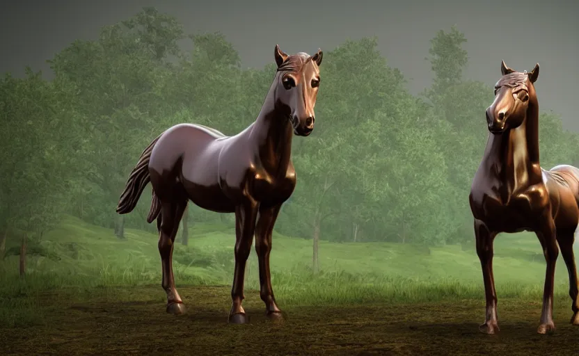 Image similar to Horse bronze figure, unreal engine, highly detailed