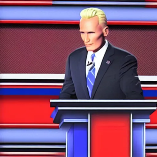 Prompt: Max Headroom at the presidential debate