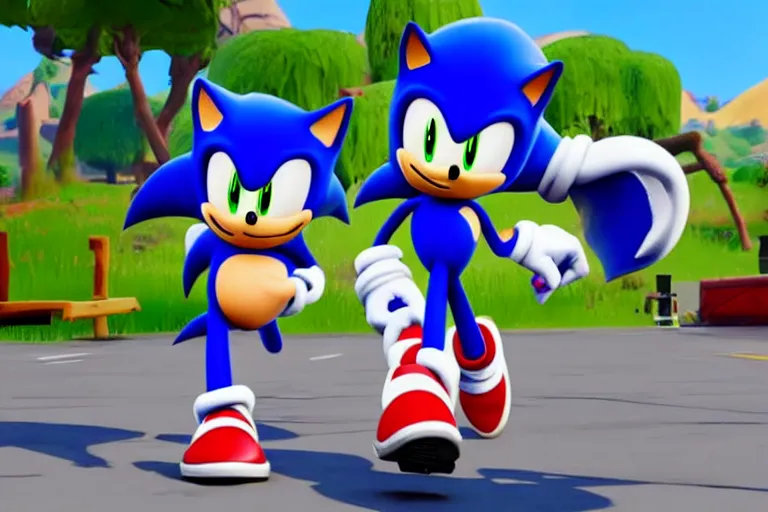 Image similar to sonic dancing in fortnite