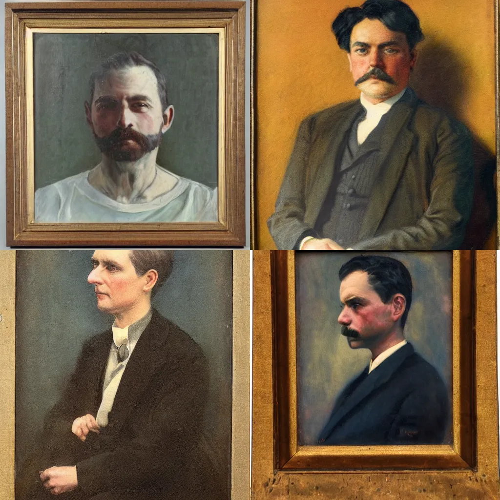 Prompt: a portrait painted in the year 1 9 0 8