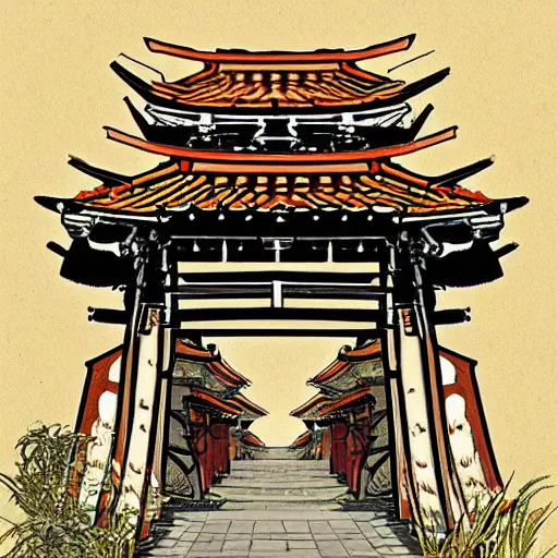 Image similar to samurai path, symmetric concept art