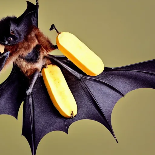 Image similar to a bat eating a banana