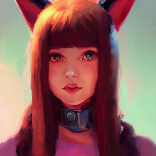 Image similar to portrait of a cute young woman with robot ears, 4k, sharp focus, 1980, Andreas Rocha