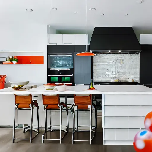 Image similar to hd photo of a modern kitchen filled with beach balls