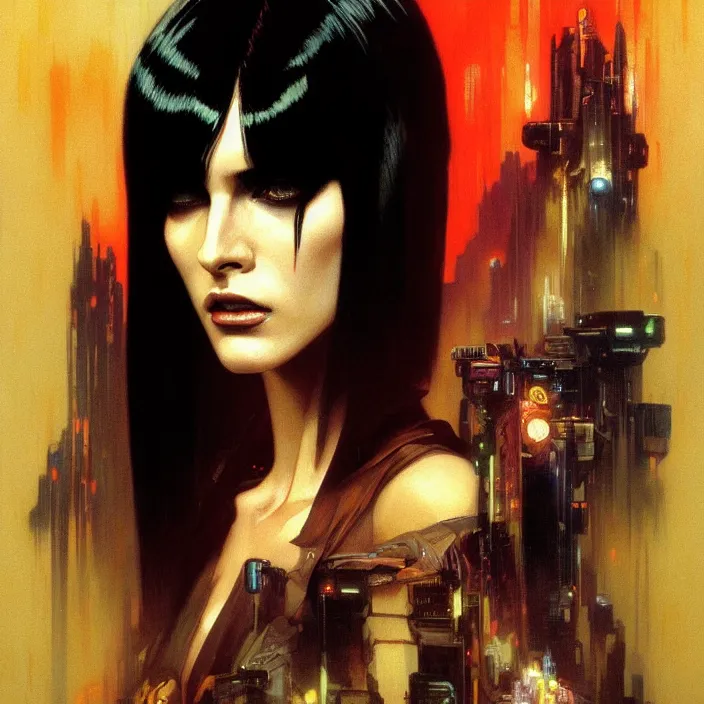 Prompt: excellent painted portrait of a replicant from blade runner (1982), cyberpunk art, character artwork, 8k resolution artwork, trending on artstation, detailed oil painting portrait, art by artgerm and greg rutkowski and alphonse mucha and craig mullins and James Jean and Andrei Riabovitchev and Marc Simonetti and peter mohrbacher