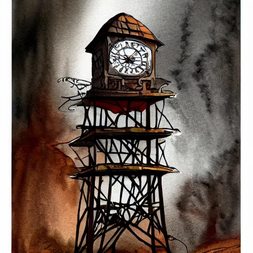 Image similar to an abandoned old rusty clocktower in a dark enormous cave, Low level, digital artdynamic lighting, cinematic, establishing shot, extremely high detail, photo realistic, cinematic lighting, watercolor, intricate line drawings, 8k resolution,