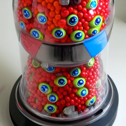 Prompt: gumball machine full of eyeballs