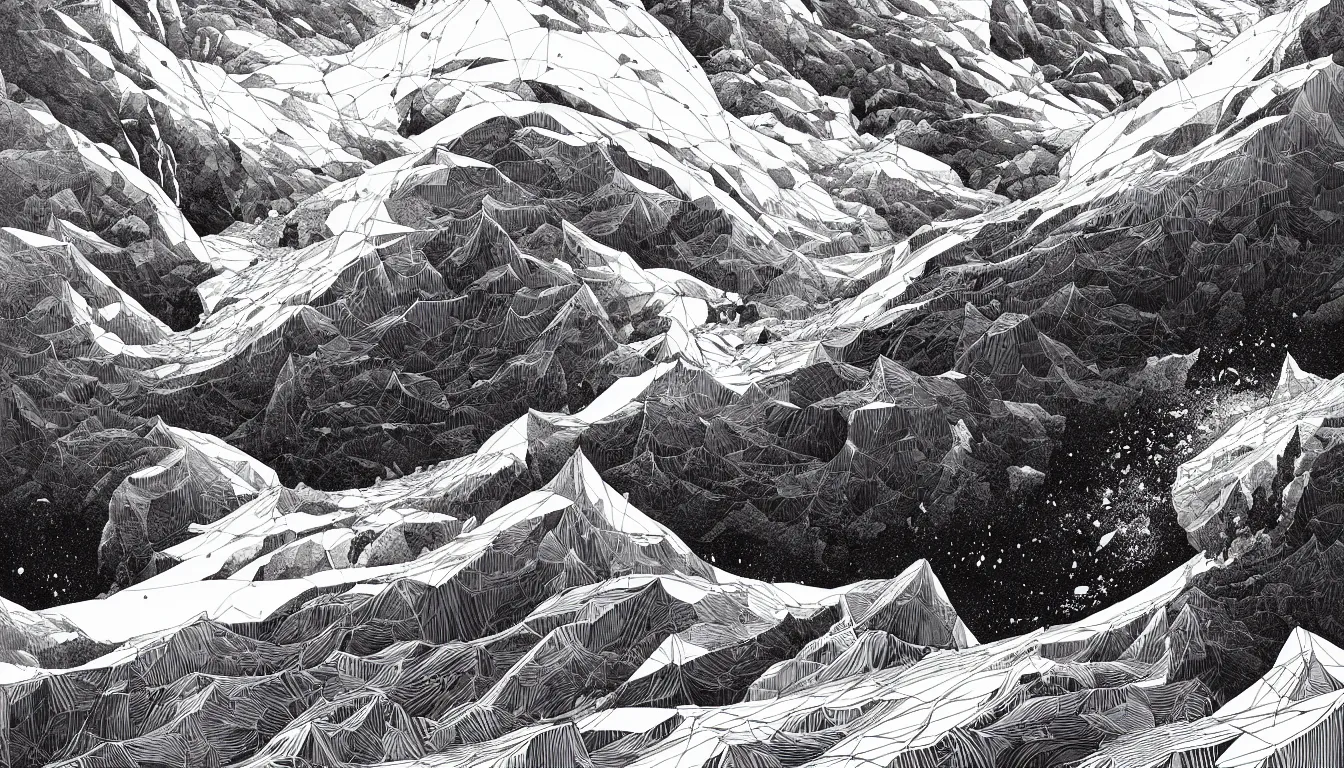 Prompt: glacier by nicolas delort, moebius, victo ngai, josan gonzalez, kilian eng