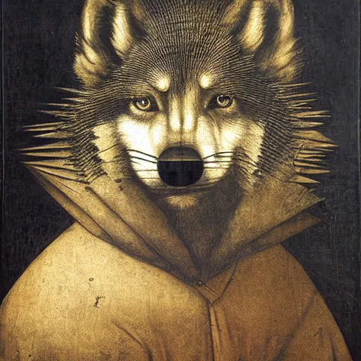 Image similar to portrait of retarded wolf, da vinci