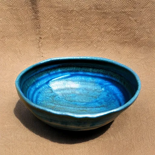 Image similar to raku pottery of a cup that looks like a bowl, ultra high quality model