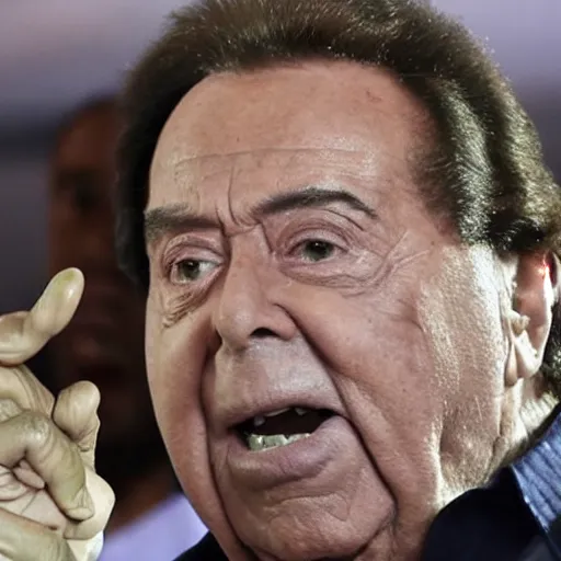 Prompt: silvio santos, a still of an horror movie