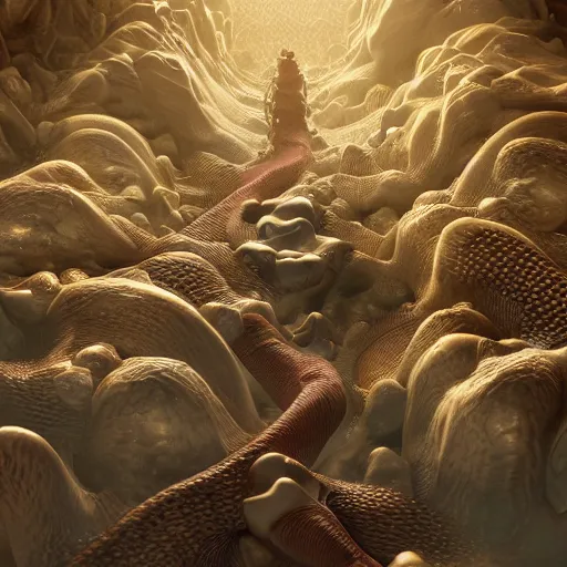 Image similar to Very very very very highly detailed epic central composition photo of endless tongue creature, intricate, extremely detailed, digital painting, smooth, sharp focus, hyper realistic illustration, volumetric lighting, incredible art by Pixar, artstation, concept art, Octane render in Maya and Houdini