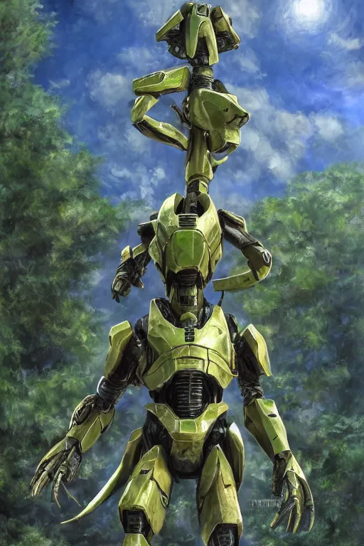 Prompt: exeggutor pokemon playing as master chief, oil on canvas, intricate, 8 k highly professionally detailed, hdr, cgsociety